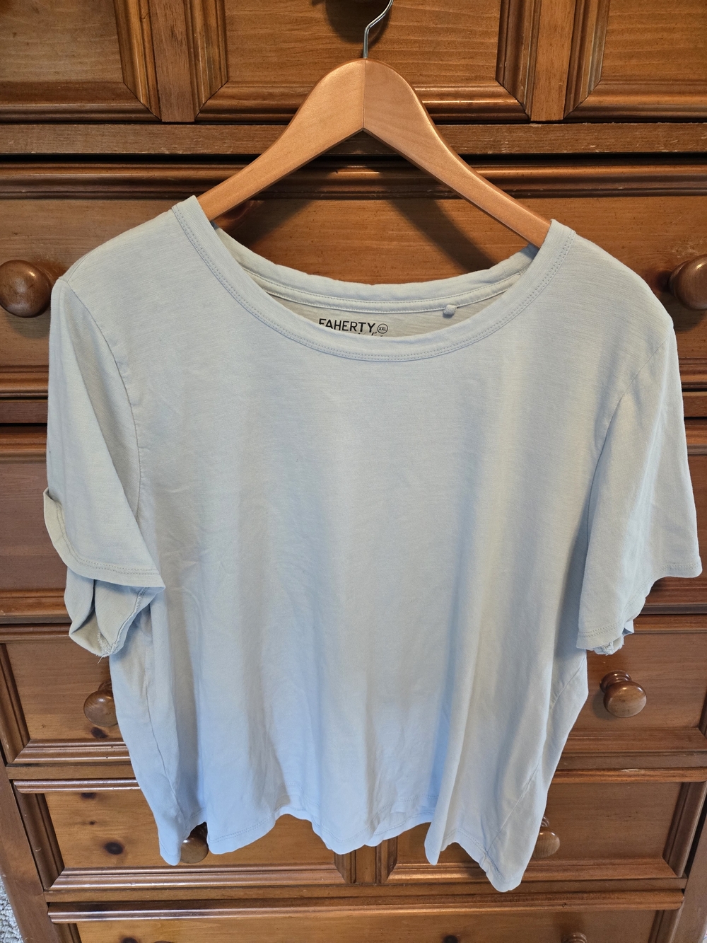 Faherty Pale Blue Short Sleeve Crewneck Tee